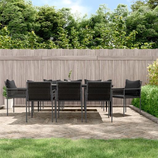 5-tlg. Garten-Essgruppe mit Kissen Poly Rattan und Stahl