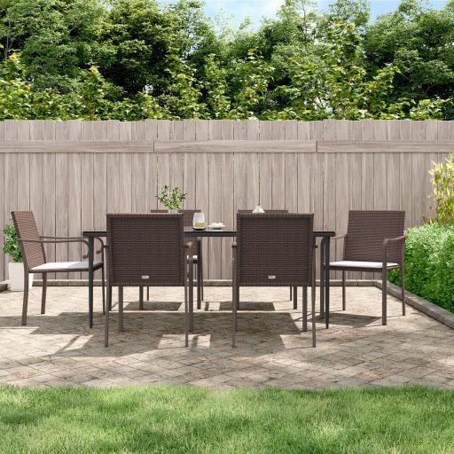 Gartenstühle mit Kissen 4 Stk. Braun 56x59x84 cm Poly Rattan