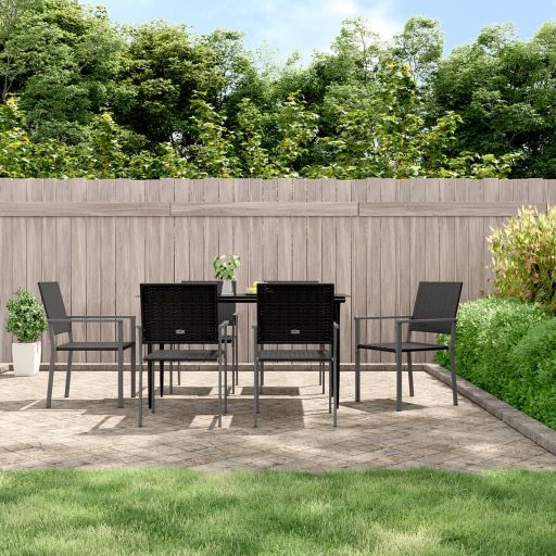 Gartenstühle mit Kissen 4 Stk. Schwarz 54x62,5x89cm Poly Rattan
