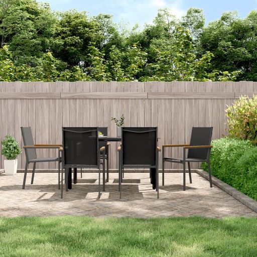 Gartenstühle 4 Stk. Schwarz 55x61,5x90 cm Textilene und Stahl