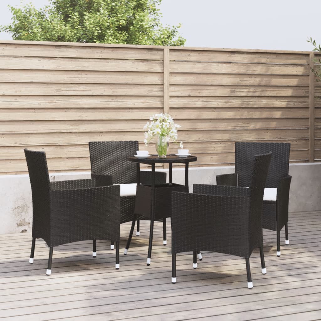 3-tlg. Garten-Bistro-Set mit Kissen Braun Poly Rattan