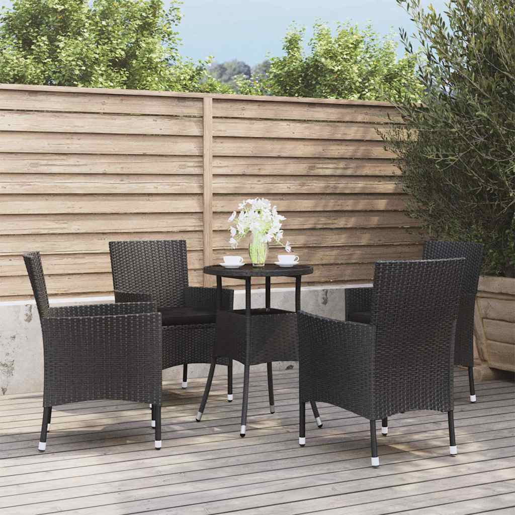 3-tlg. Garten-Bistro-Set mit Kissen Braun Poly Rattan