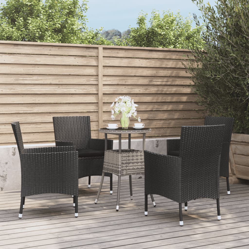 3-tlg. Garten-Bistro-Set mit Kissen Braun Poly Rattan