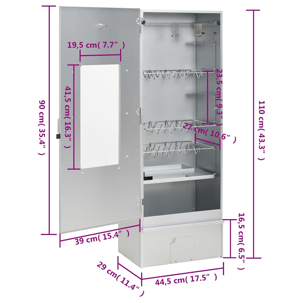 vidaXL Räucherofen mit Tisch Verzinkter Stahl