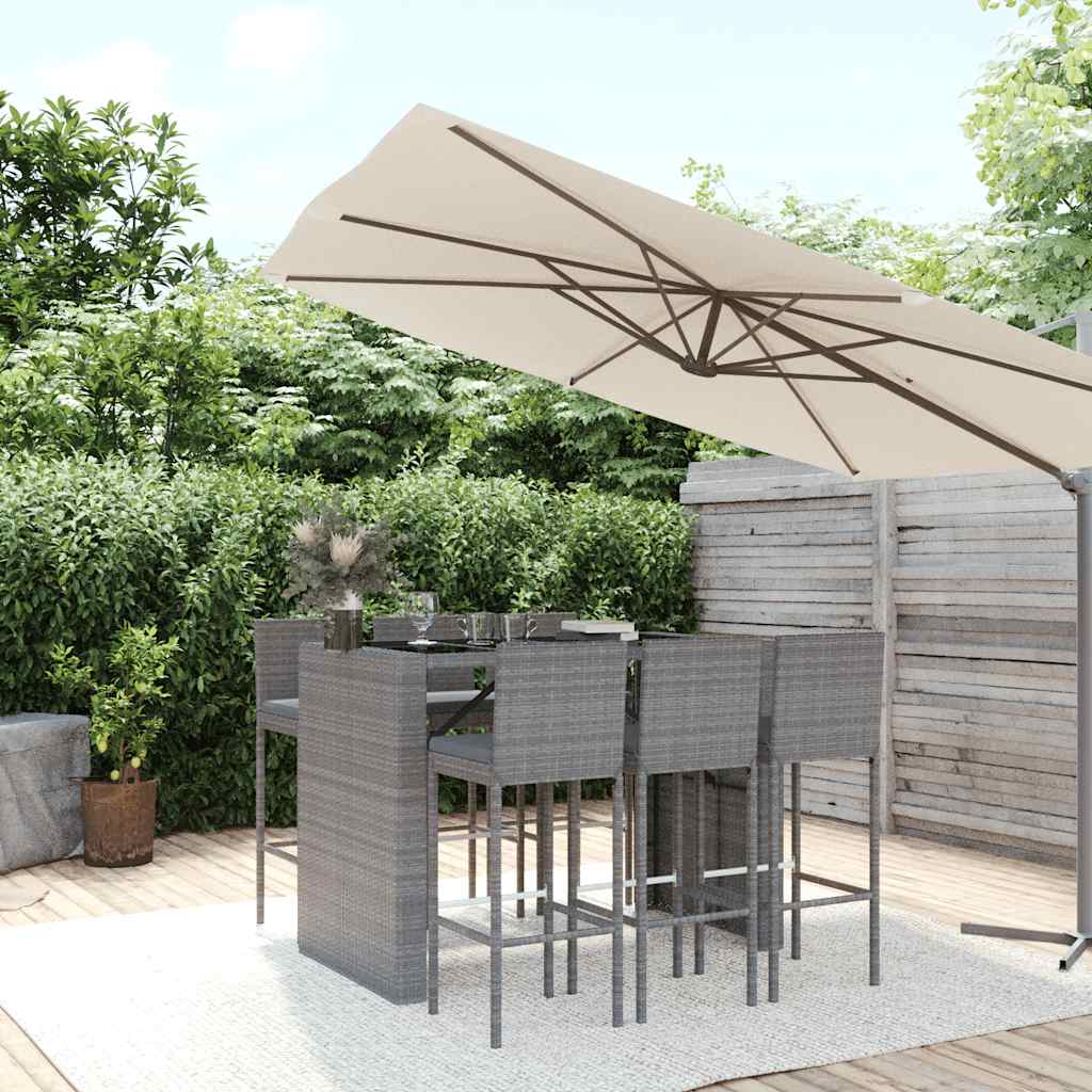 5-tlg. Gartenbar-Set mit Kissen Schwarz Poly Rattan