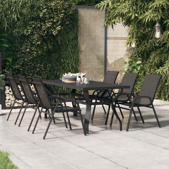 vidaXL Gartentisch Schwarz 140x70x70 cm Stahl und Glas