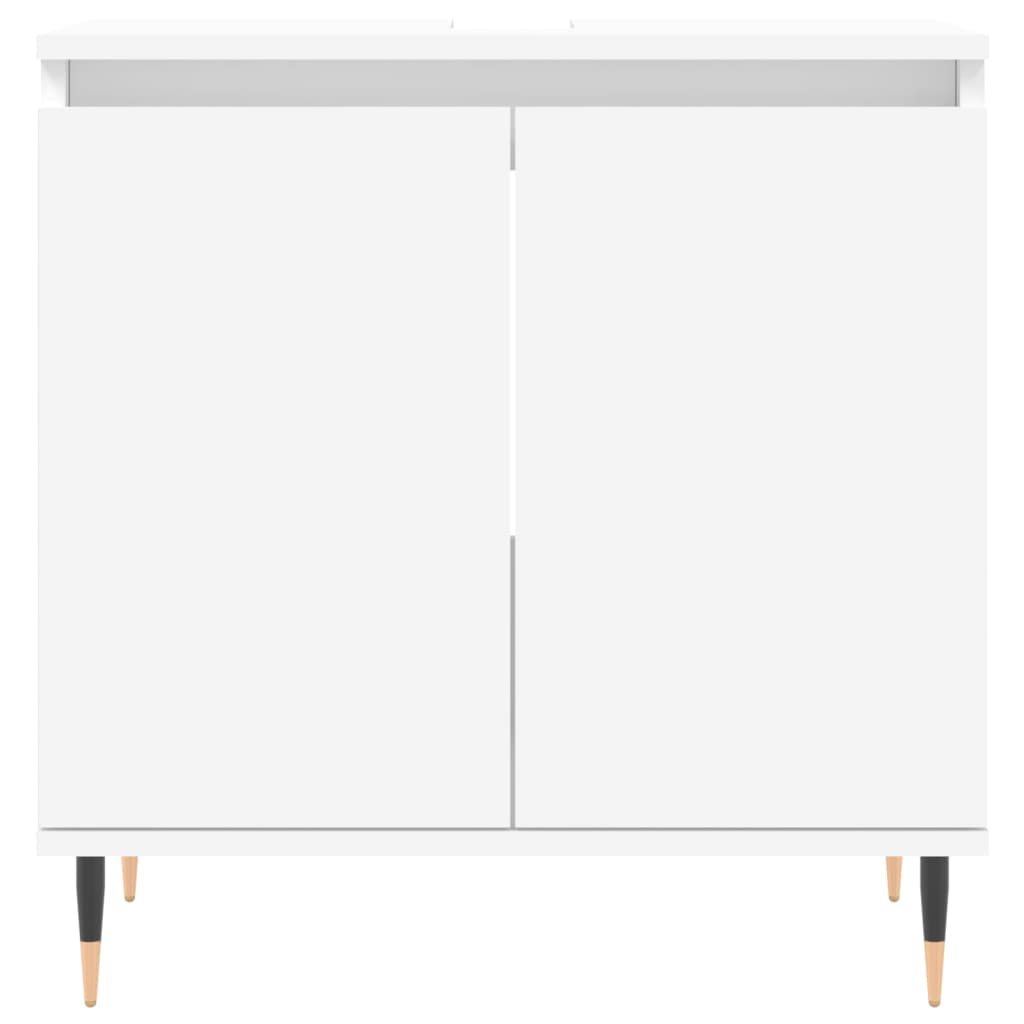 vidaXL 3-tlg. Badmöbel-Set Weiß Holzwerkstoff