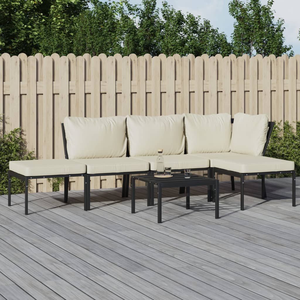 6-tlg. Garten-Lounge-Set mit Grauen Kissen Stahl