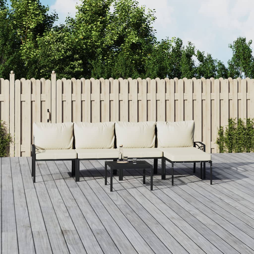 6-tlg. Garten-Lounge-Set mit Grauen Kissen Stahl