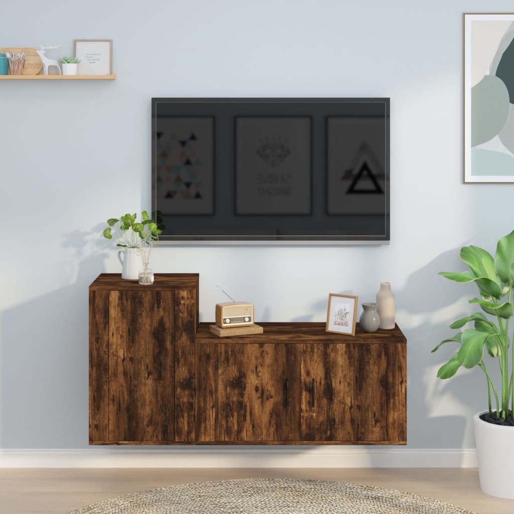 2-tlg. TV-Schrank-Set Weiß Holzwerkstoff