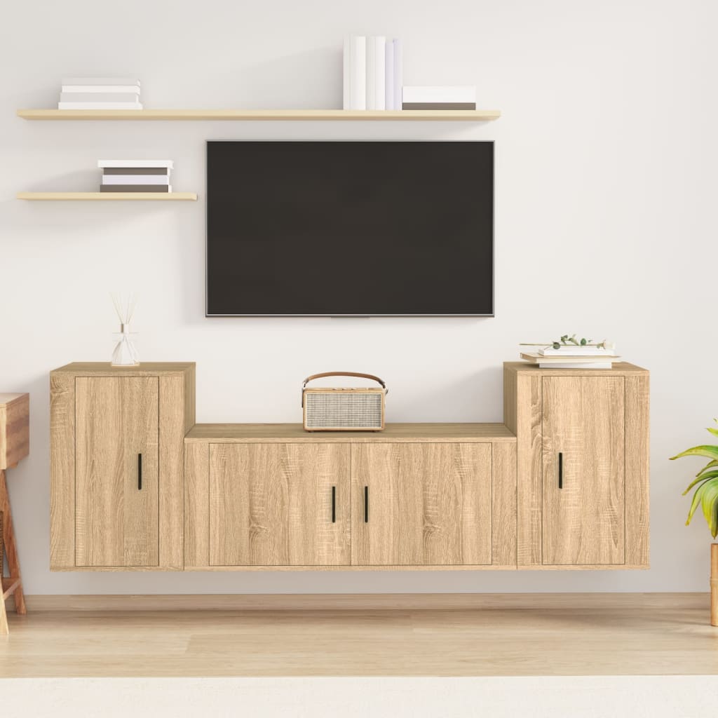3-tlg. TV-Schrank-Set Weiß Holzwerkstoff