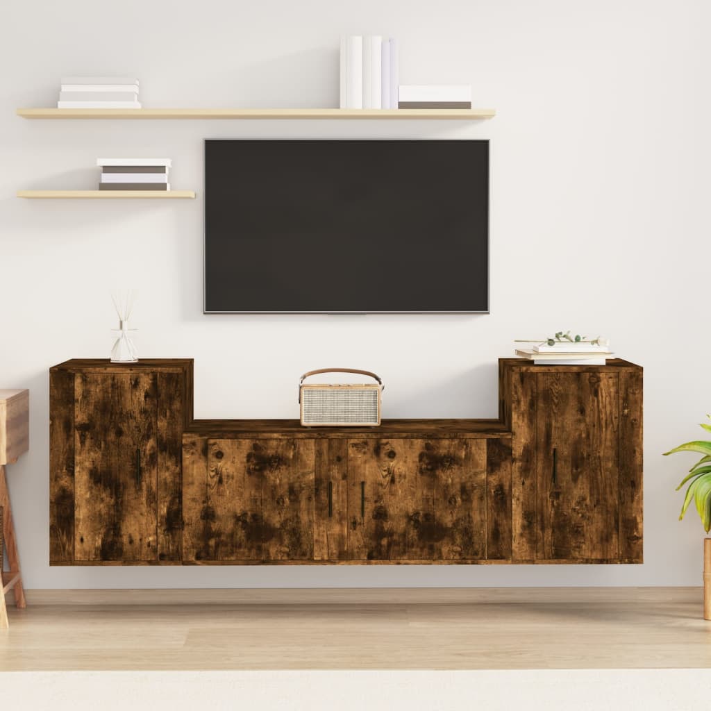 3-tlg. TV-Schrank-Set Weiß Holzwerkstoff