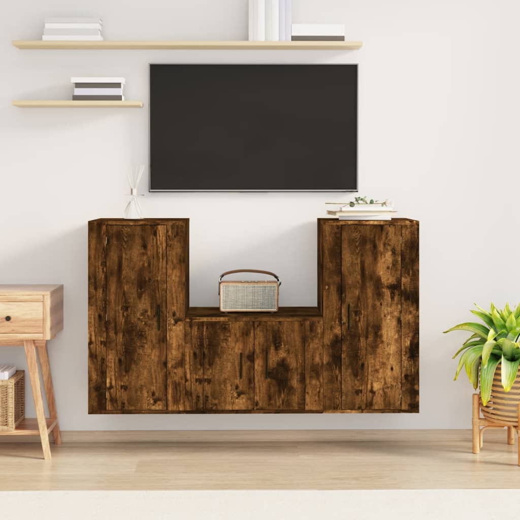 3-tlg. TV-Schrank-Set Weiß Holzwerkstoff