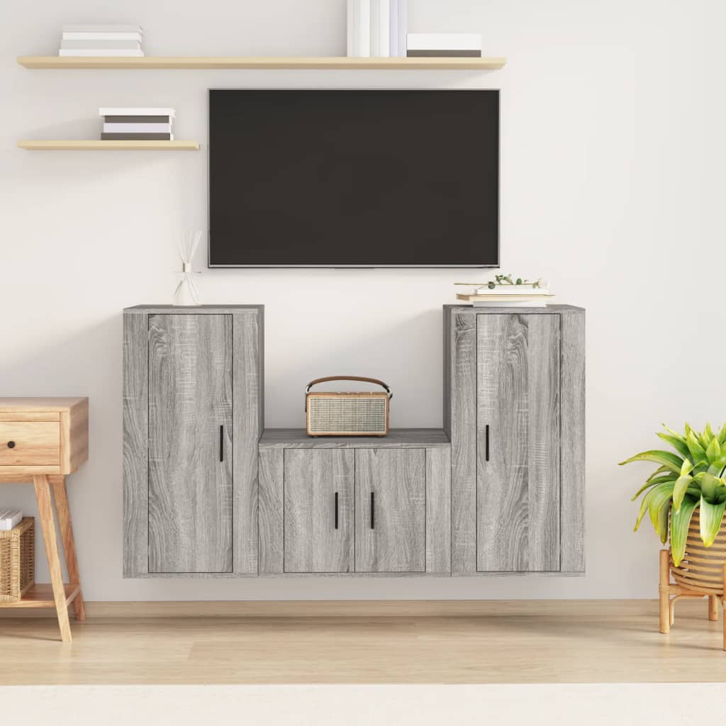 3-tlg. TV-Schrank-Set Weiß Holzwerkstoff