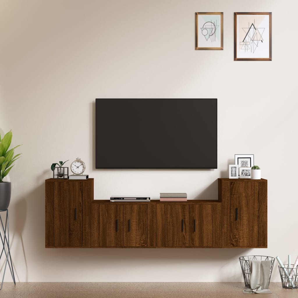 4-tlg. TV-Schrank-Set Weiß Holzwerkstoff