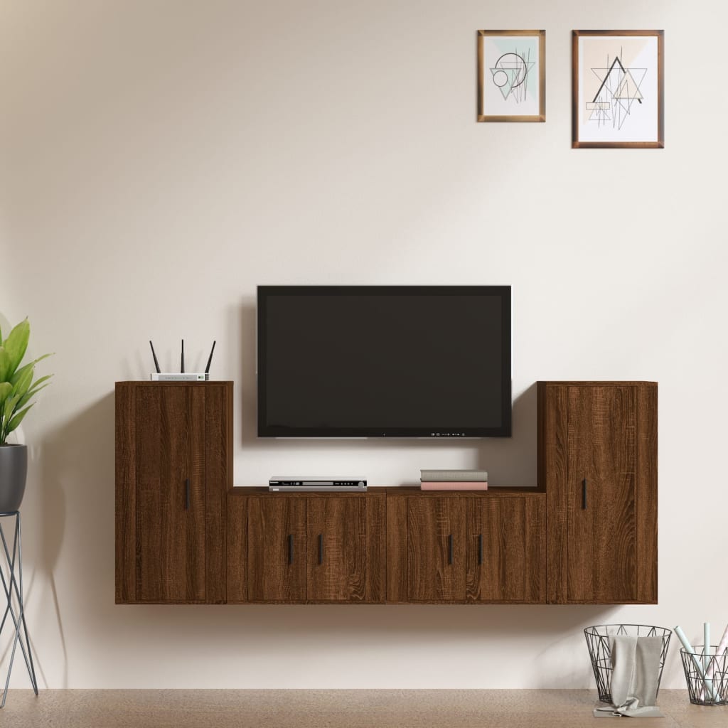 4-tlg. TV-Schrank-Set Weiß Holzwerkstoff
