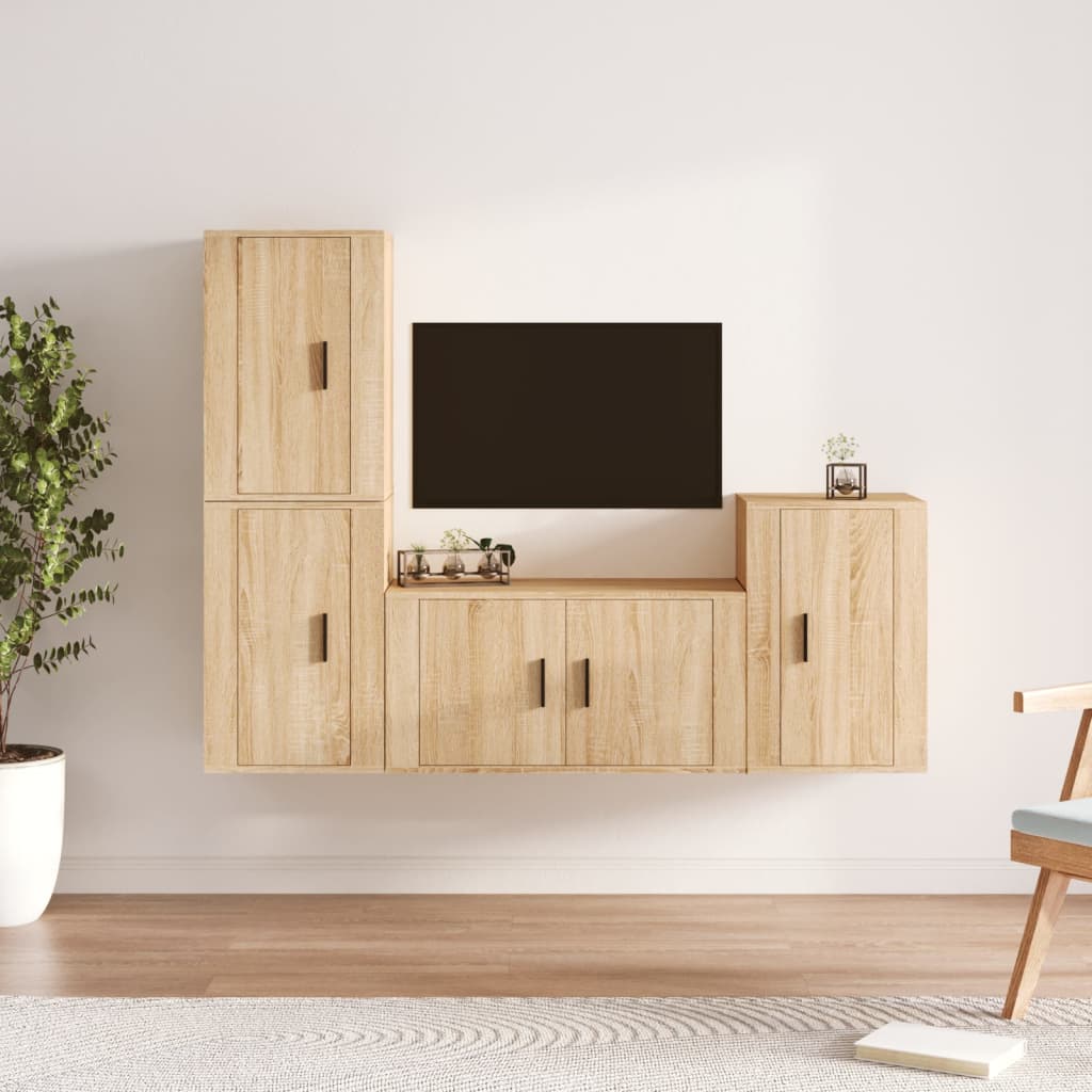 4-tlg. TV-Schrank-Set Weiß Holzwerkstoff