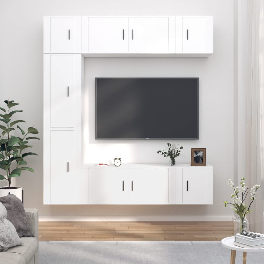 7-tlg. TV-Schrank-Set Weiß Holzwerkstoff