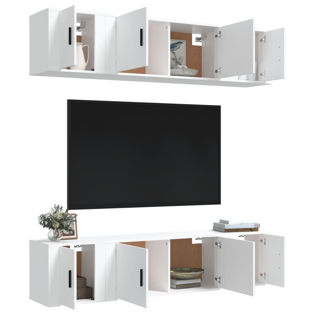 vidaXL 6-tlg. TV-Schrank-Set Weiß Holzwerkstoff