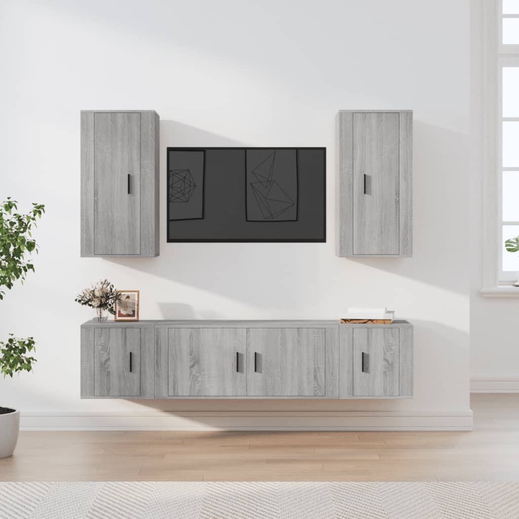 vidaXL 5-tlg. TV-Schrank-Set Weiß Holzwerkstoff
