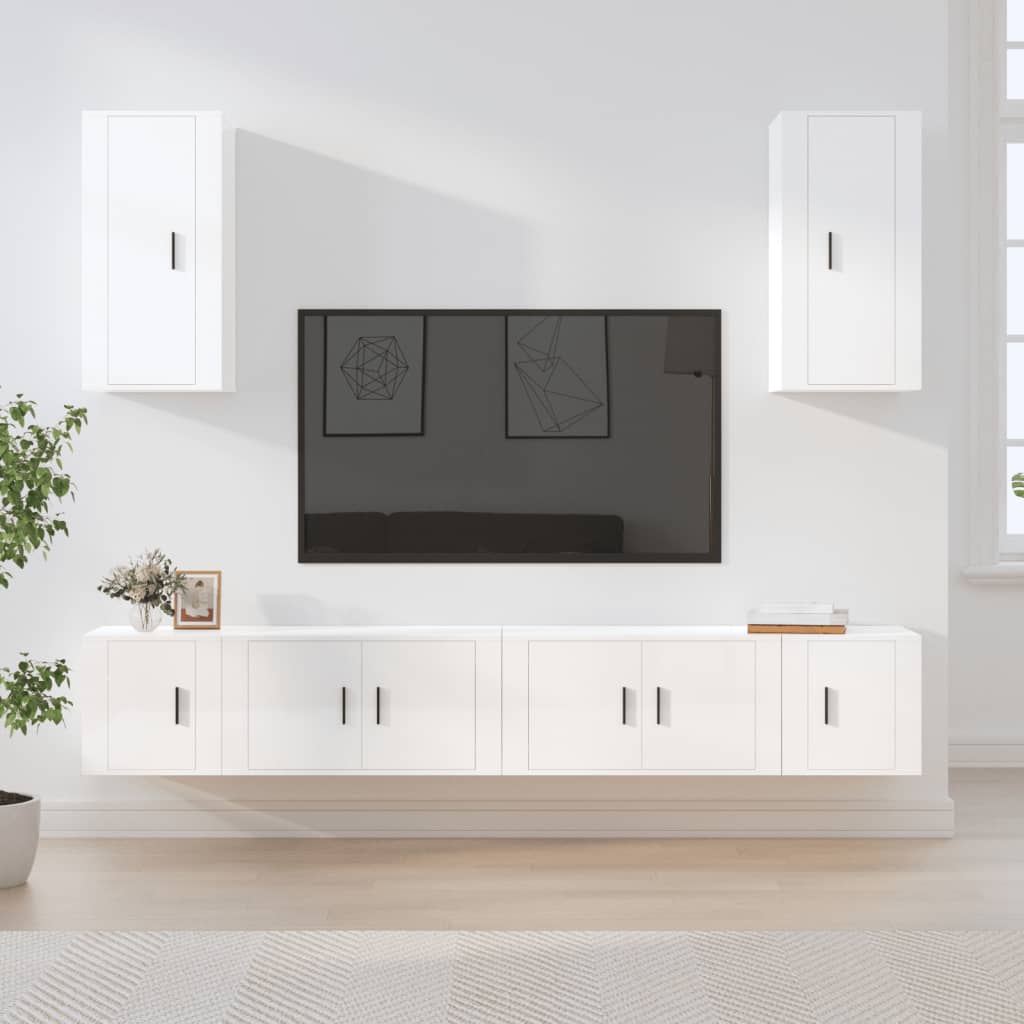 6-tlg. TV-Schrank-Set Weiß Holzwerkstoff