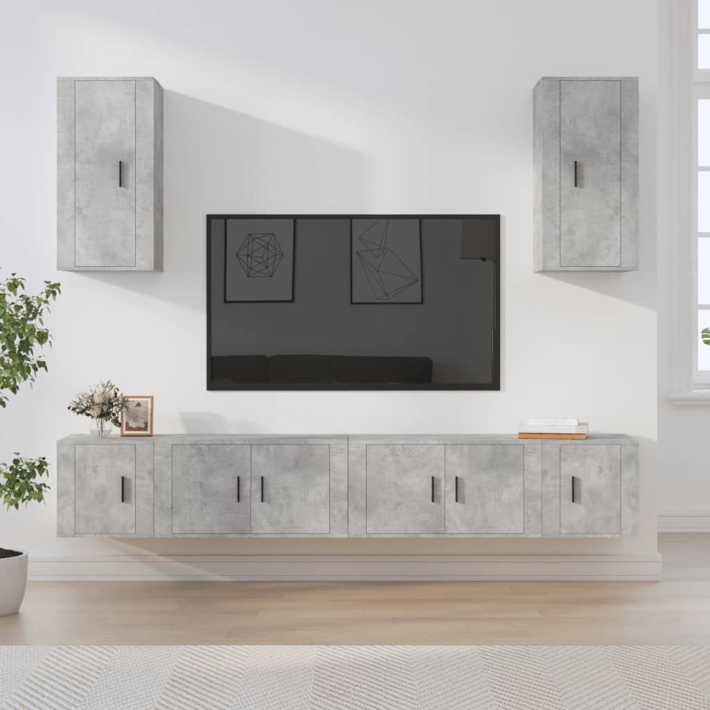 6-tlg. TV-Schrank-Set Weiß Holzwerkstoff