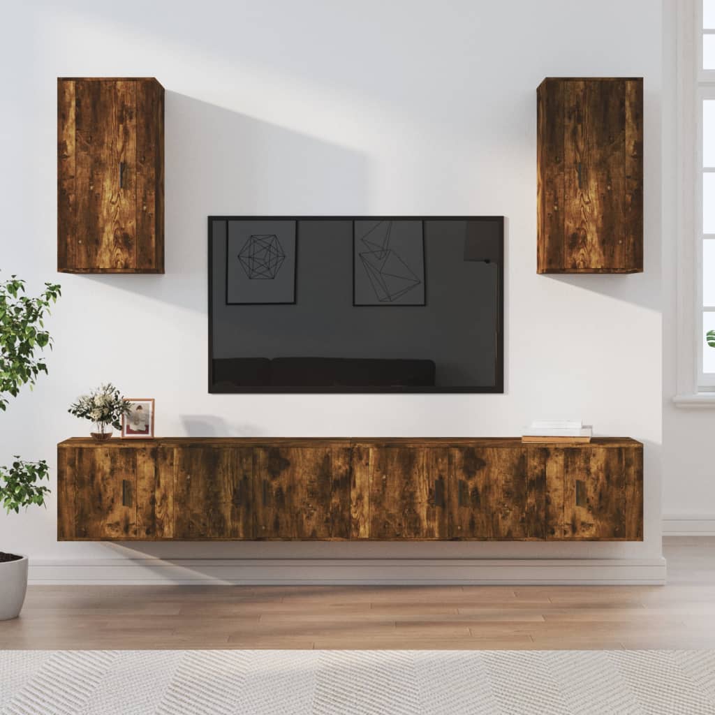 6-tlg. TV-Schrank-Set Weiß Holzwerkstoff