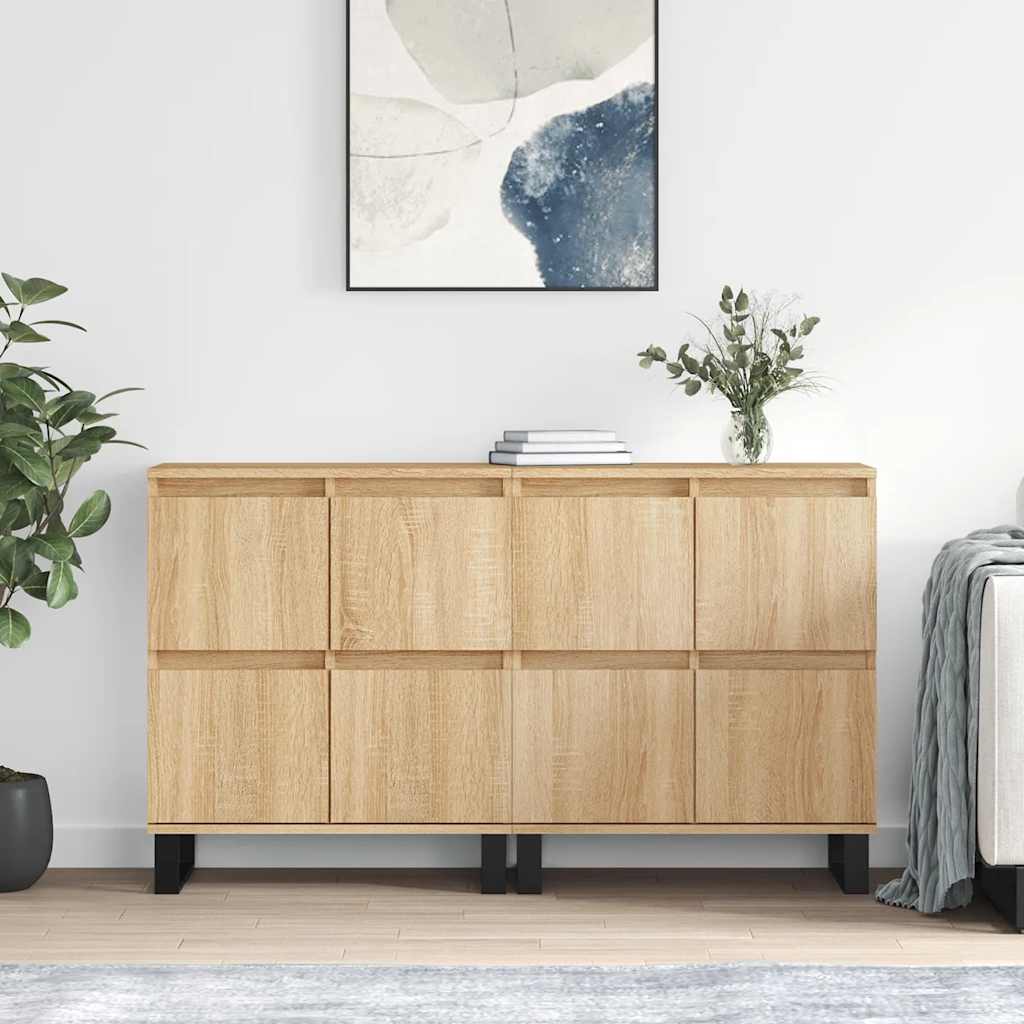 vidaXL Sideboards 2 Stk. Weiß Holzwerkstoff