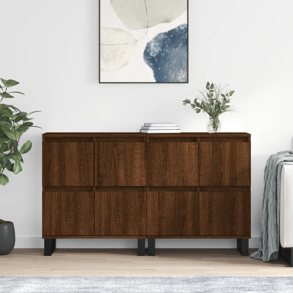 vidaXL Sideboards 2 Stk. Weiß Holzwerkstoff