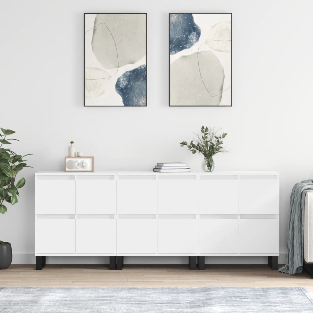 vidaXL Sideboards 2 Stk. Weiß Holzwerkstoff