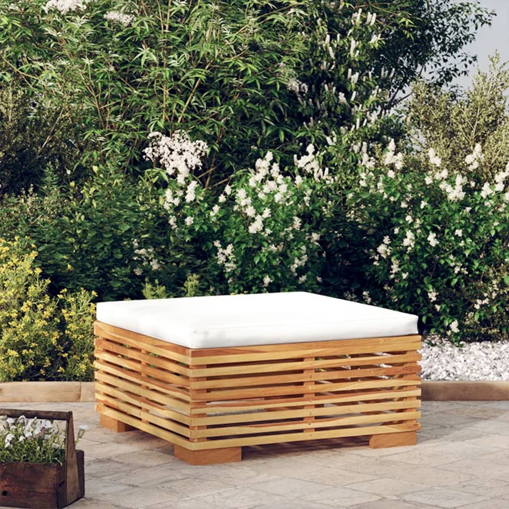 Garten-Mittelsofa mit Creme Kissen Massivholz Teak