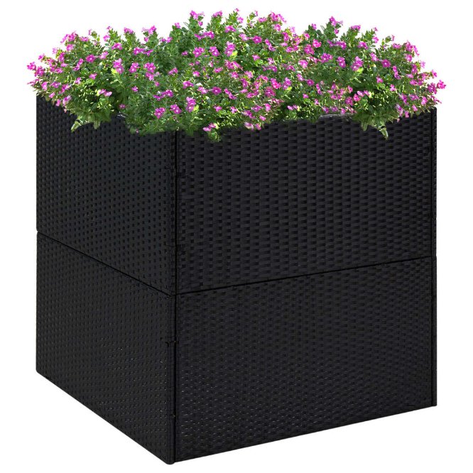 vidaXL Pflanzkübel Schwarz 80x80x40 cm Poly Rattan