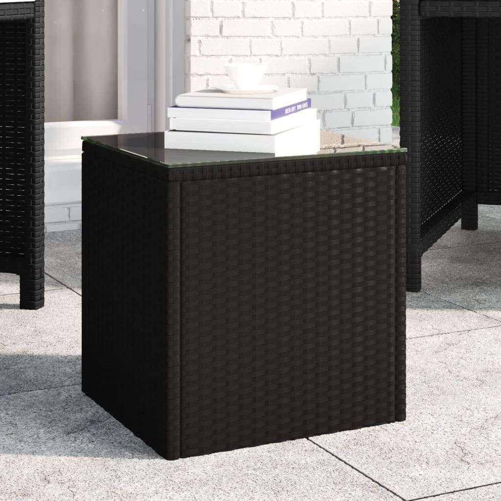 Beistelltisch Grau 40x37x40,5 cm Poly Rattan und Hartglas