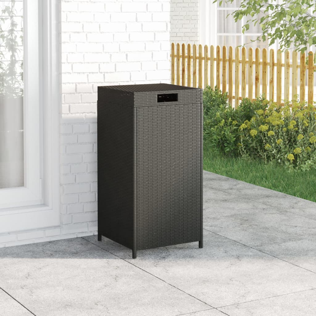 Müllbehälter Schwarz 40x40x80 cm Poly Rattan