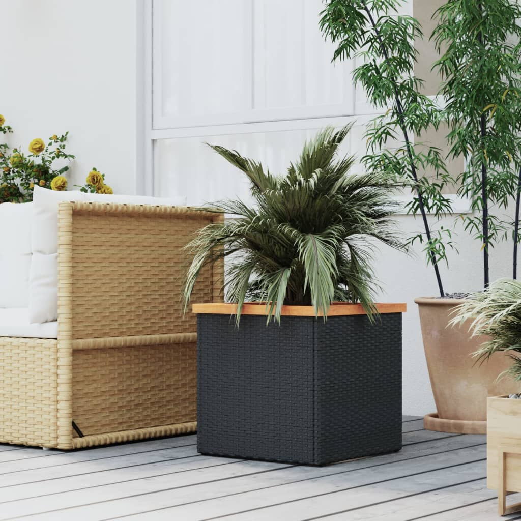 Pflanzkübel Schwarz 80x40x40 cm Poly Rattan