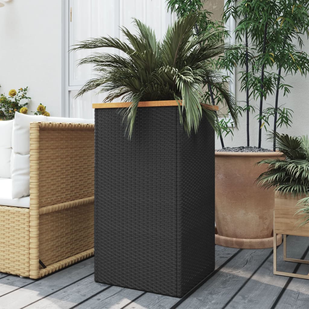Pflanzkübel Schwarz 80x40x40 cm Poly Rattan