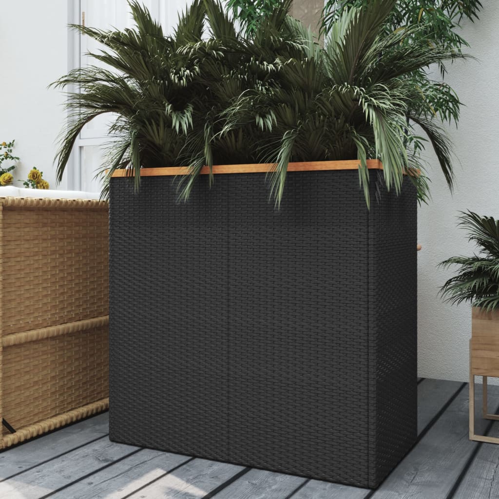 Pflanzkübel Schwarz 80x40x40 cm Poly Rattan
