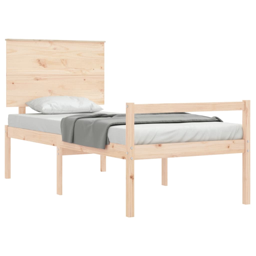 vidaXL Seniorenbett mit Kopfteil Massivholz