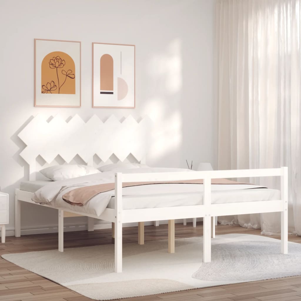 Seniorenbett mit Kopfteil Massivholz