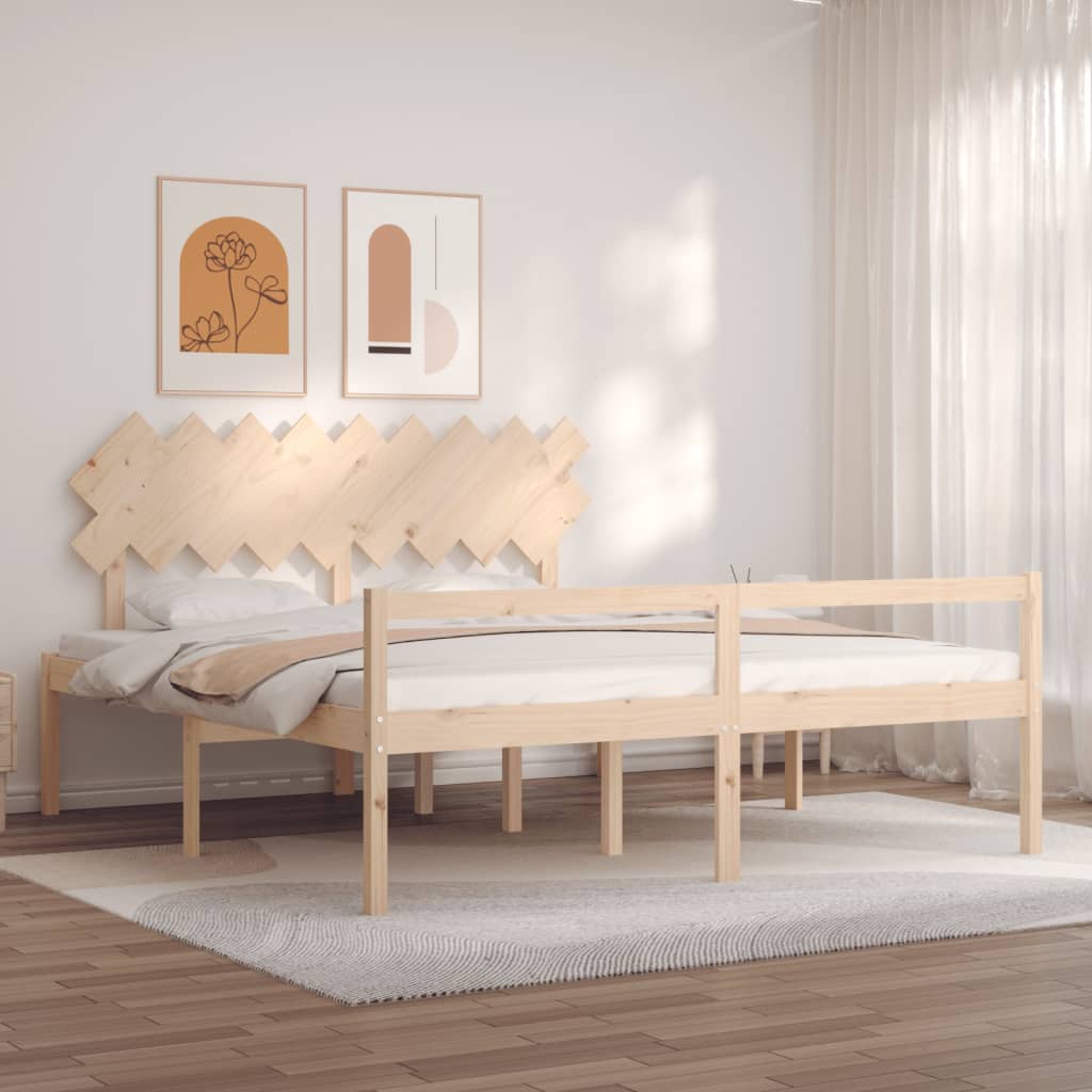 Seniorenbett mit Kopfteil Massivholz