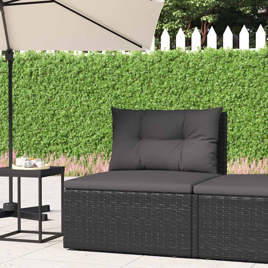 Gartenhocker mit Kissen Schwarz Poly Rattan