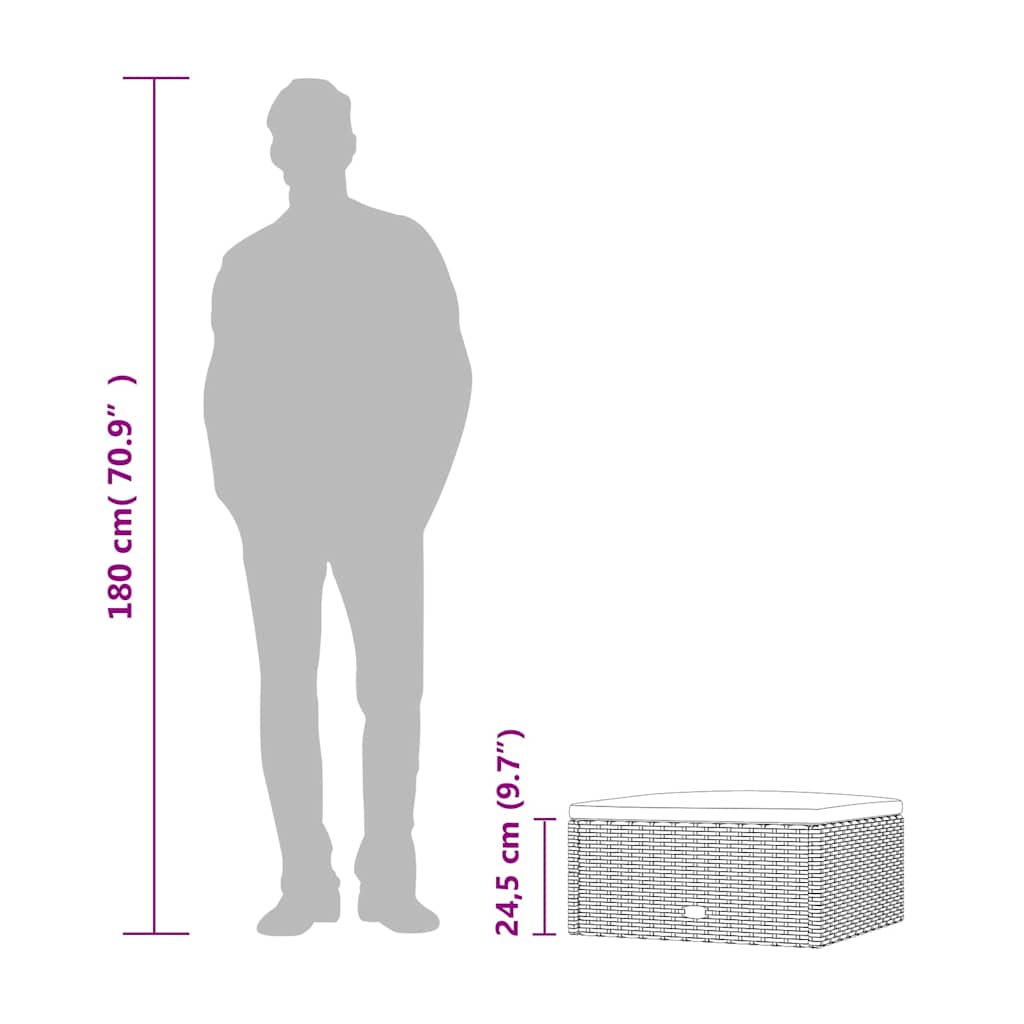 vidaXL Gartenhocker mit Kissen Schwarz Poly Rattan