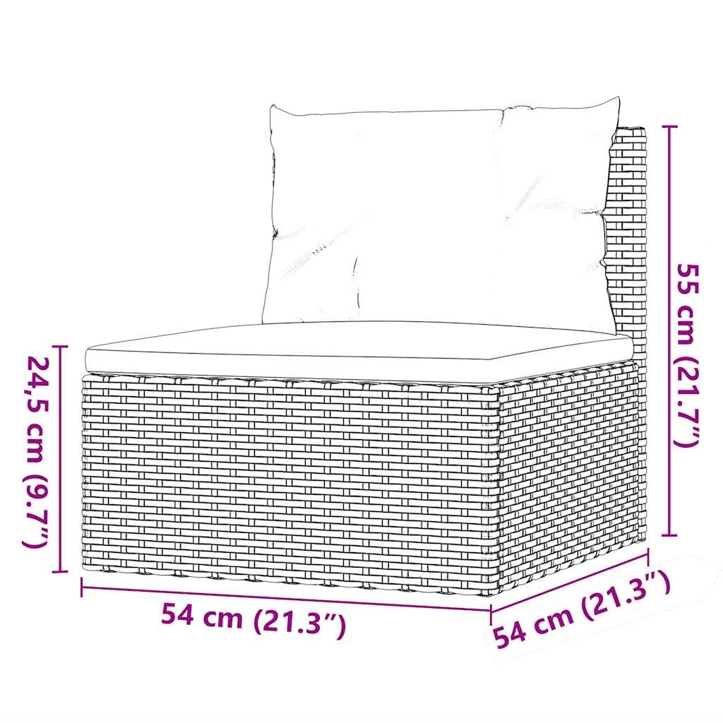 5-tlg. Garten-Lounge-Set mit Kissen Schwarz Poly Rattan