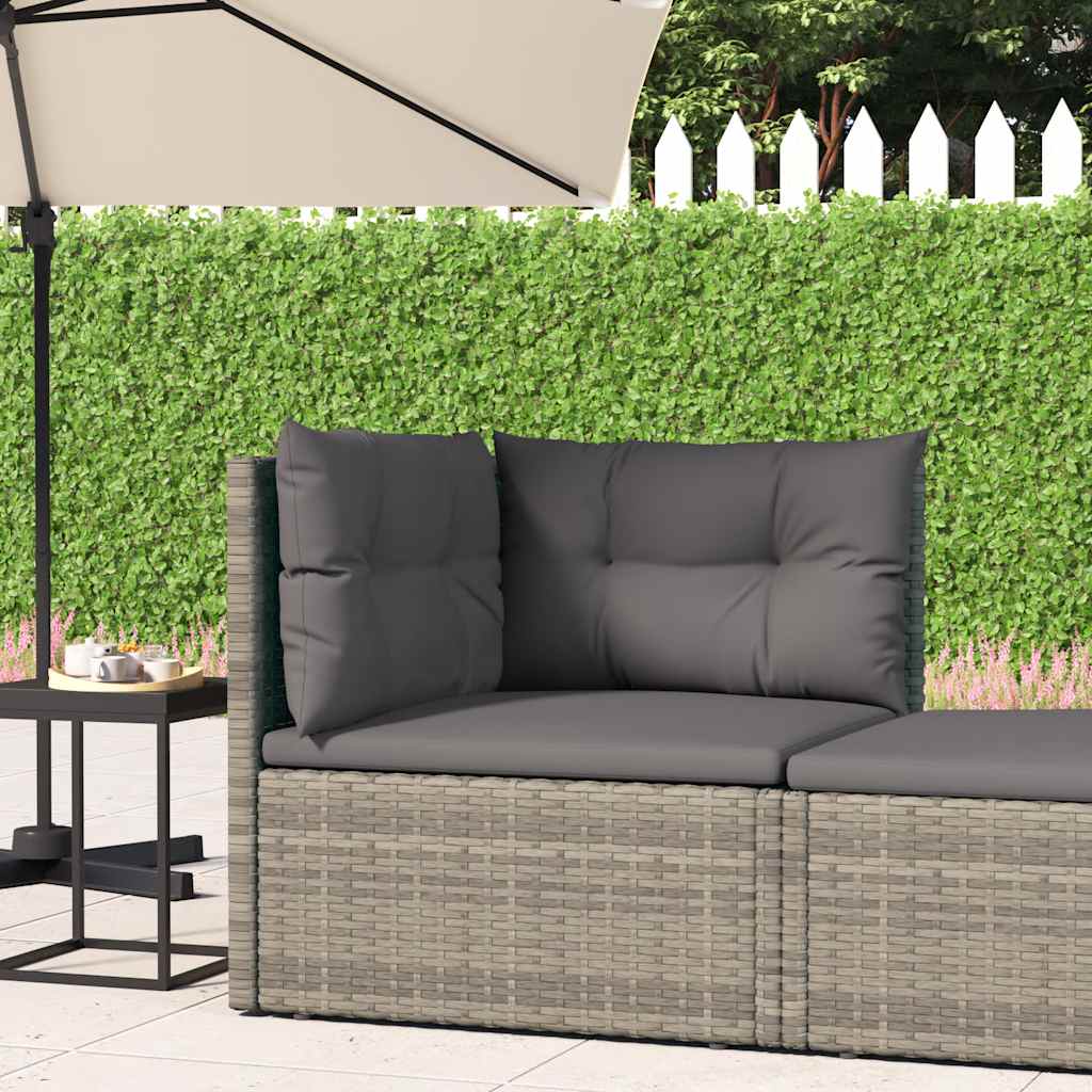 Gartenhocker mit Kissen Schwarz Poly Rattan