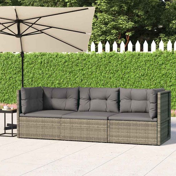 5-tlg. Garten-Lounge-Set mit Kissen Schwarz Poly Rattan