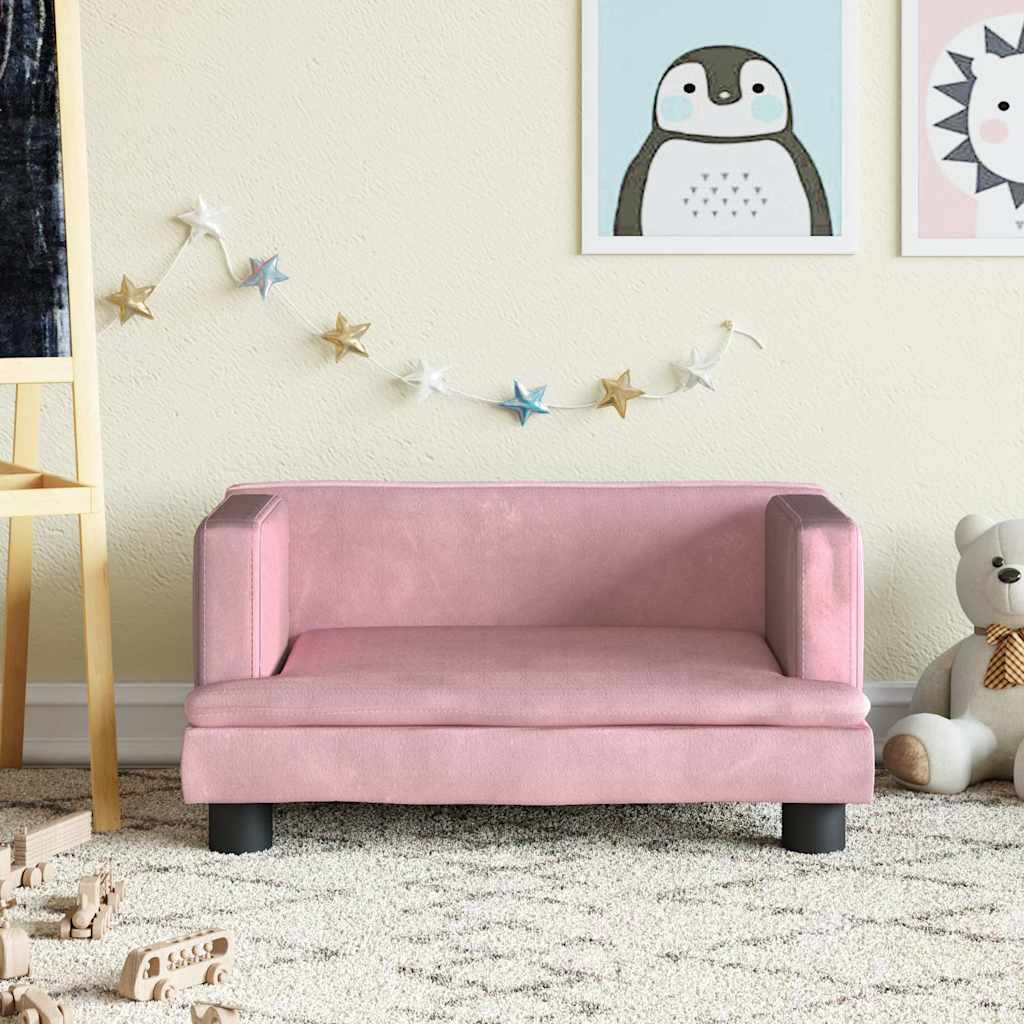Kindersofa Blau 80x45x30 cm Samt