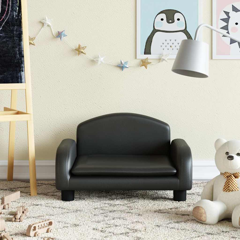 Kindersofa Schwarz 70x45x30 cm Kunstleder