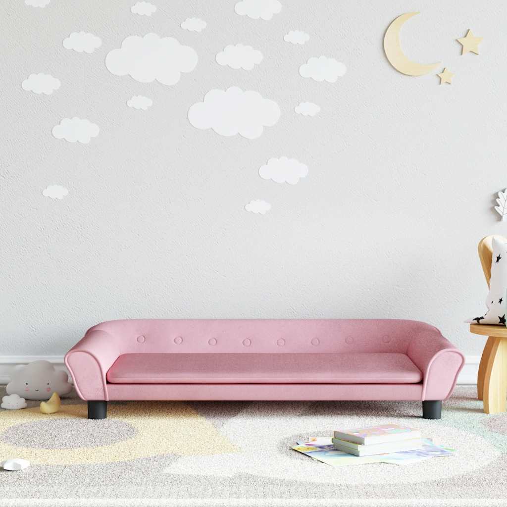 Kindersofa Blau 100x50x26 cm Samt