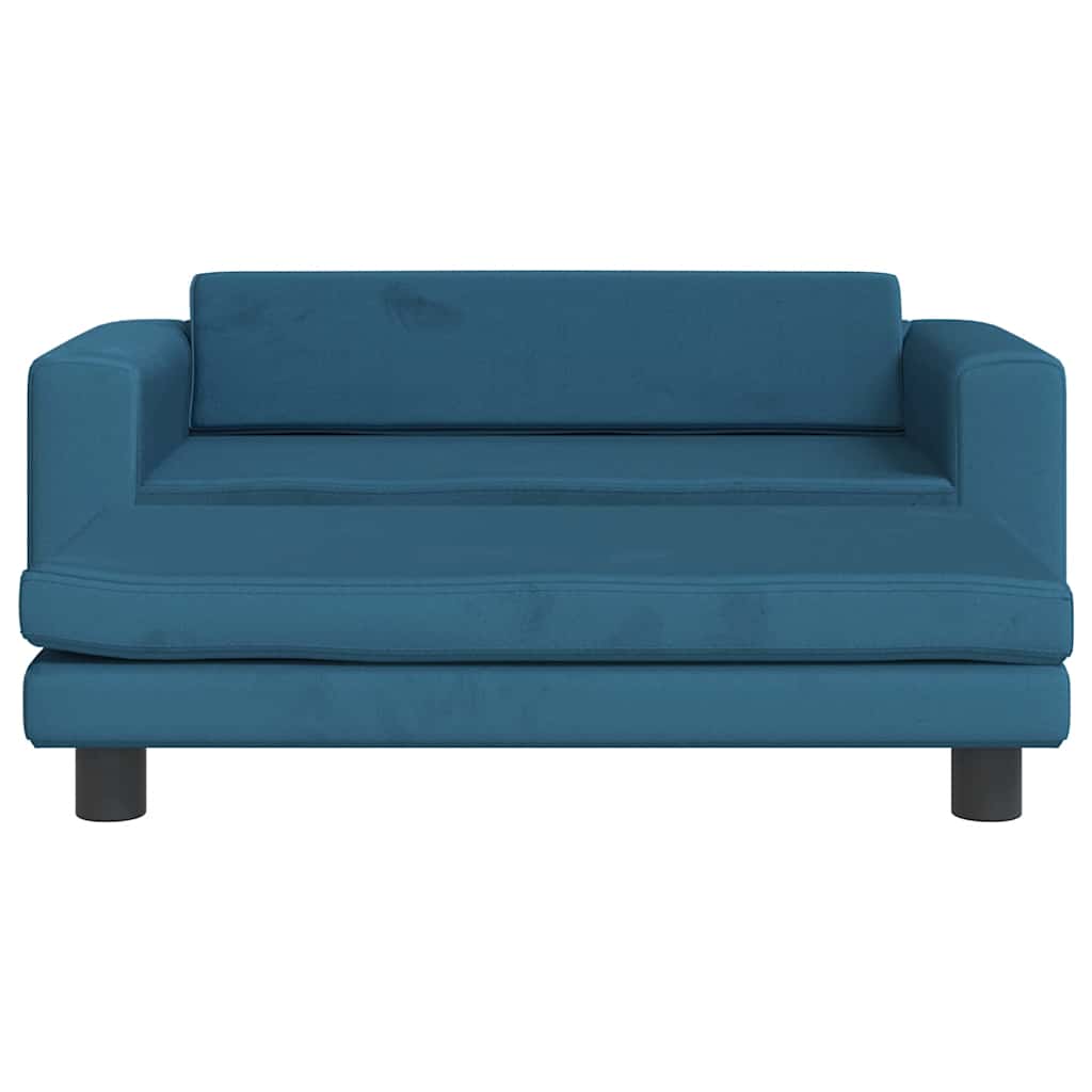vidaXL Kindersofa mit Hocker Blau 100x50x30 cm Samt