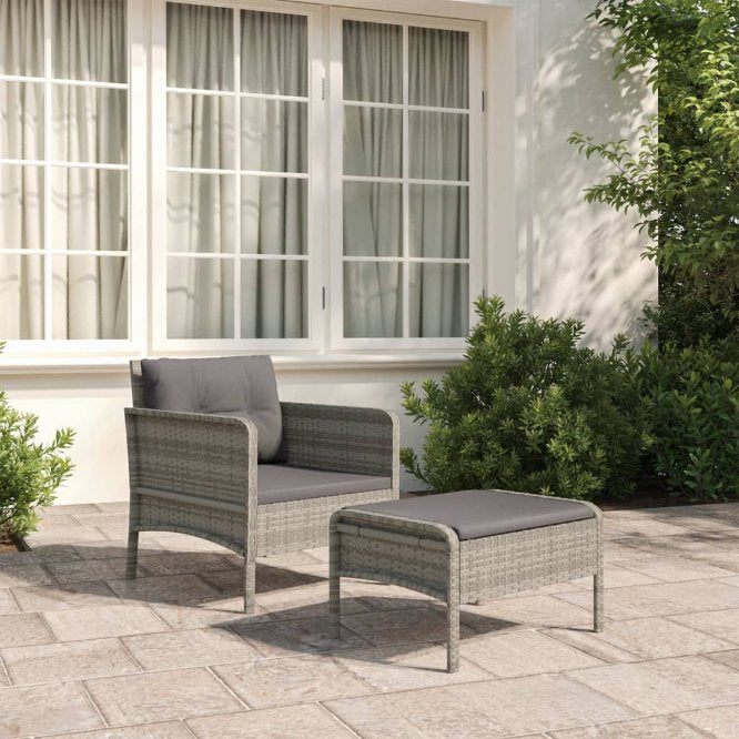 2-tlg. Garten-Lounge-Set mit Kissen Braun Poly Rattan